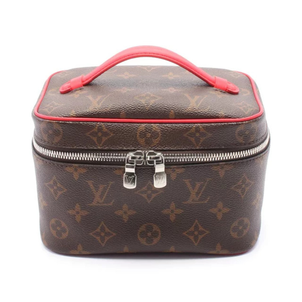Louis Vuitton Nice Handbag Canvas Leather Monogram Macassar Brown Red